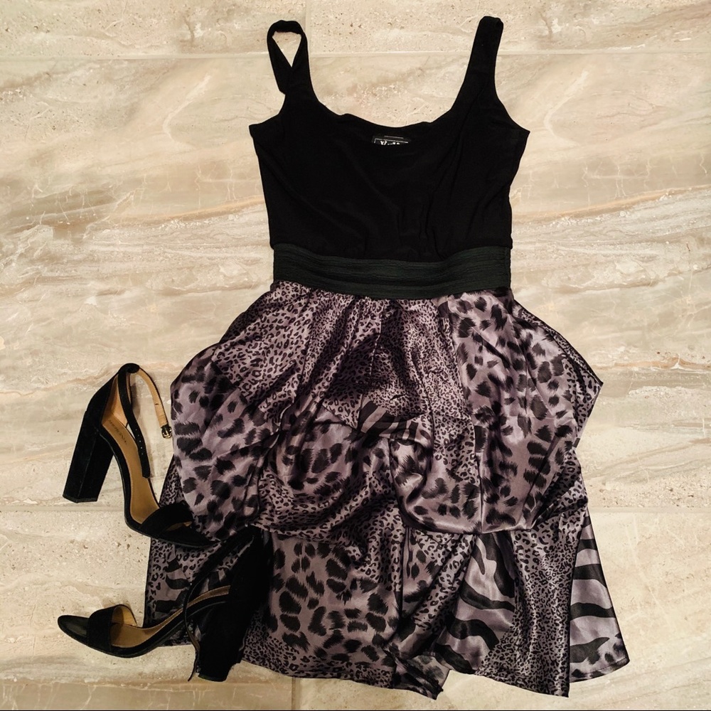 Little Black & Leopard Print Dress